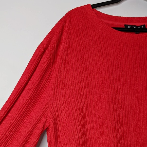 ELOQUII • Red Ribbed Drop Shoulder Easy Dress 1X - Picture 2 of 10